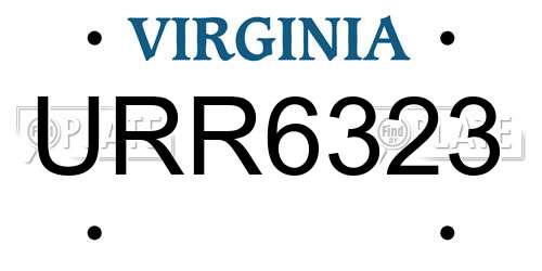URR6323 Virginia License Plate