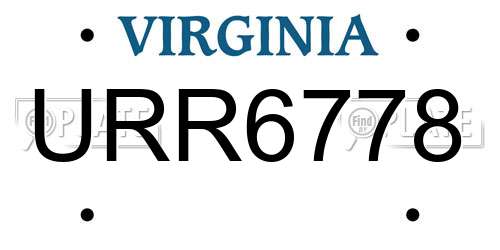 URR6778 Virginia License Plate