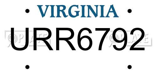 URR6792 Virginia License Plate