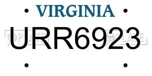 URR6923 Virginia License Plate