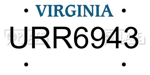 URR6943 Virginia License Plate