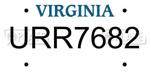 URR7682 Virginia License Plate