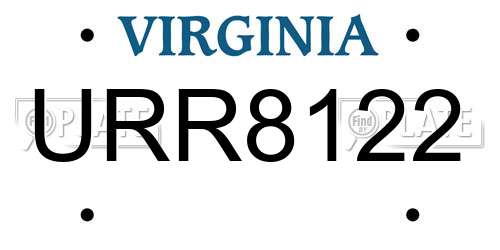 URR8122 Virginia License Plate