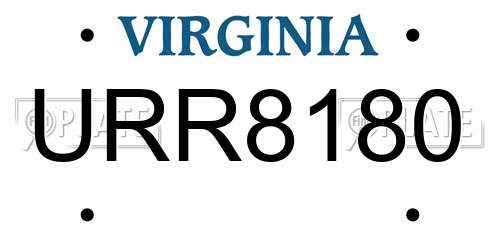 URR8180 Virginia License Plate