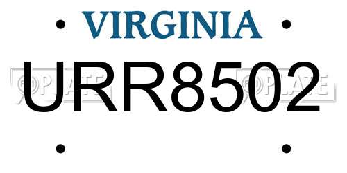 URR8502 Virginia License Plate