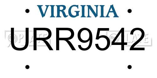 URR9542 Virginia License Plate