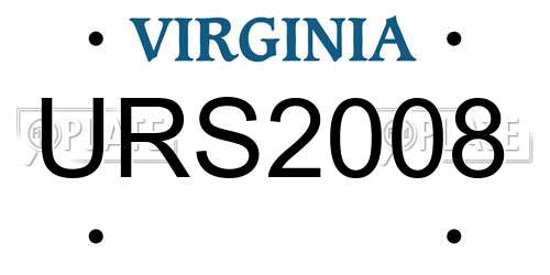 URS2008 Virginia License Plate