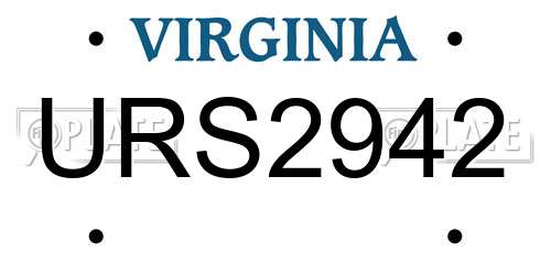 URS2942 Virginia License Plate