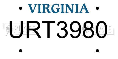 URT3980 Virginia License Plate