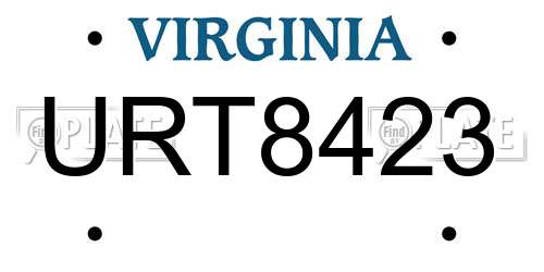 URT8423 Virginia License Plate
