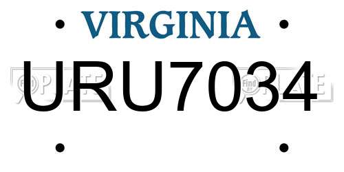 URU7034 Virginia License Plate