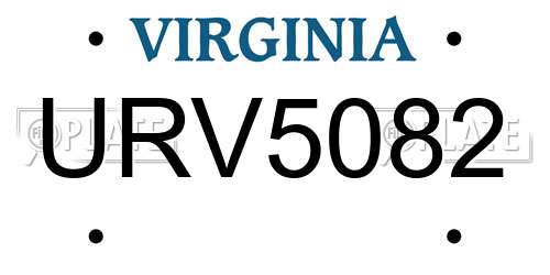 URV5082 Virginia License Plate