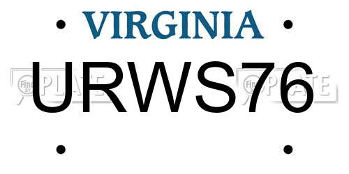 URWS76 Virginia License Plate