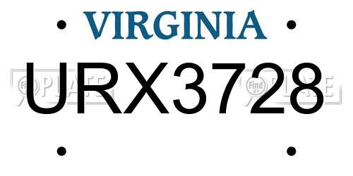 URX3728 Virginia License Plate