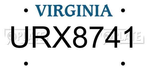 URX8741 Virginia License Plate