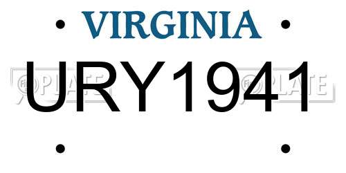 URY1941 Virginia License Plate