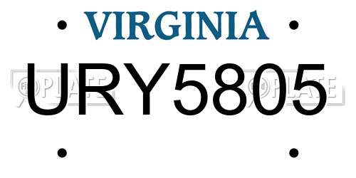 URY5805 Virginia License Plate