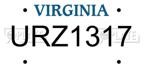 URZ1317 Virginia License Plate