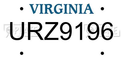 URZ9196 Virginia License Plate