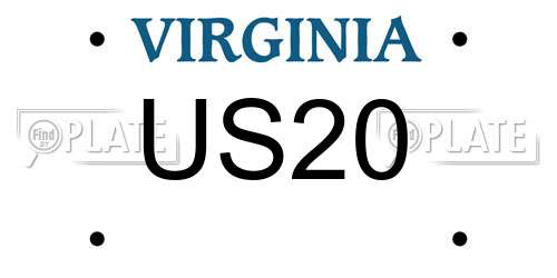 US20 Virginia License Plate