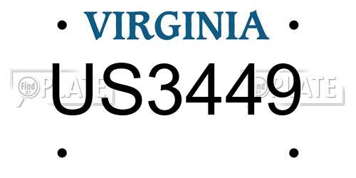 US3449 Virginia License Plate
