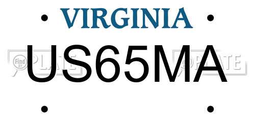 US65MA Virginia License Plate