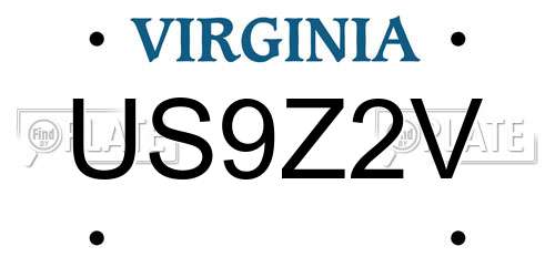 US9Z2V Virginia License Plate