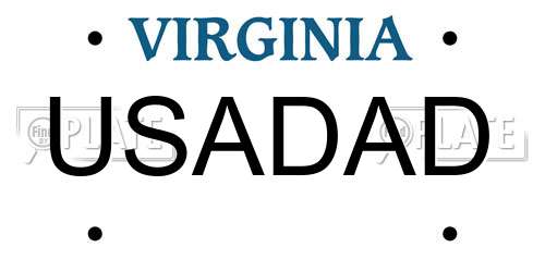 USADAD Virginia License Plate