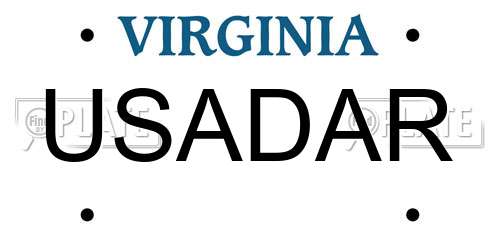USADAR Virginia License Plate