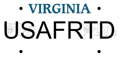 USAFRTD Virginia License Plate