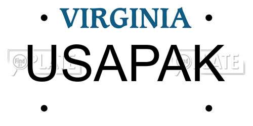 USAPAK Virginia License Plate