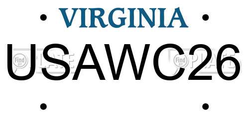 USAWC26 Virginia License Plate