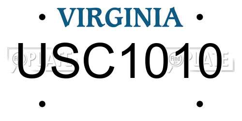 USC1010 Virginia License Plate