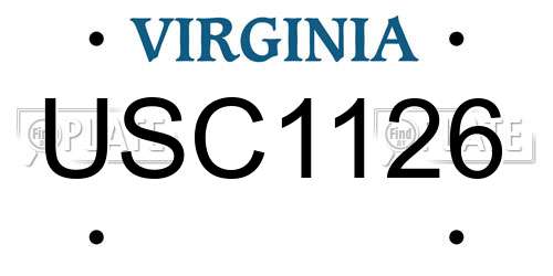USC1126 Virginia License Plate
