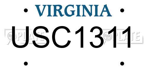 USC1311 Virginia License Plate