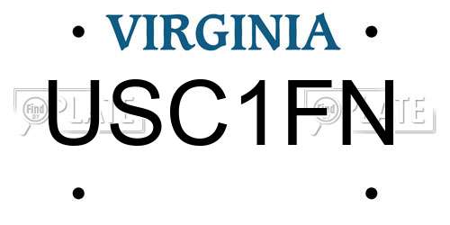 USC1FN Virginia License Plate