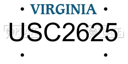 USC2625 Virginia License Plate