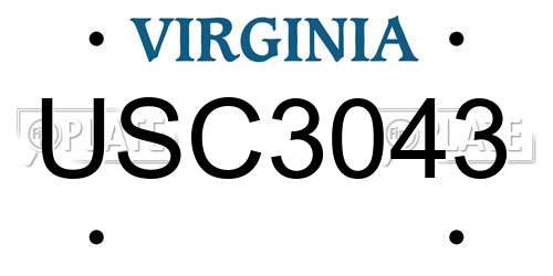 USC3043 Virginia License Plate