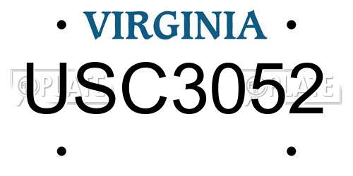 USC3052 Virginia License Plate