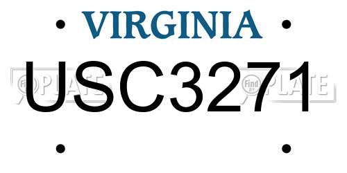USC3271 Virginia License Plate