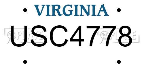 USC4778 Virginia License Plate