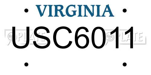 USC6011 Virginia License Plate