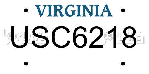 USC6218 Virginia License Plate