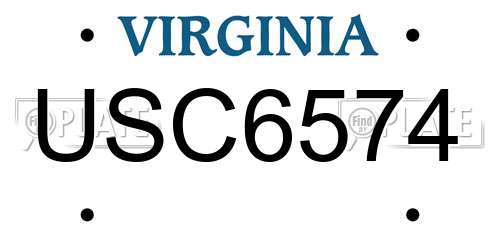 USC6574 Virginia License Plate