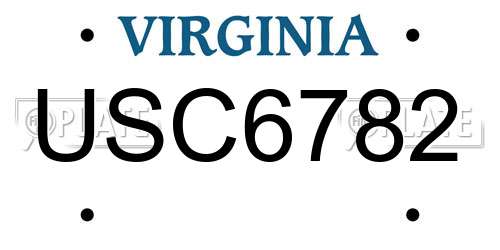 USC6782 Virginia License Plate