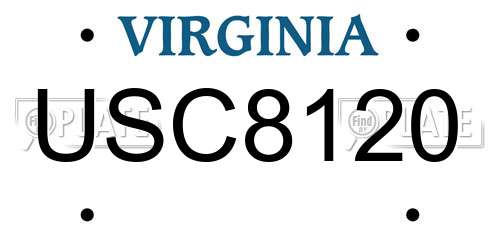 USC8120 Virginia License Plate
