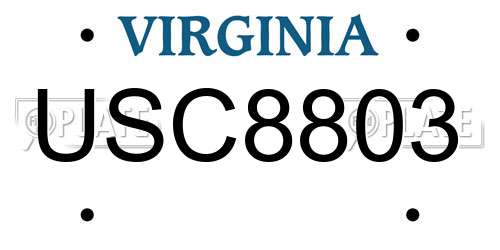 USC8803 Virginia License Plate