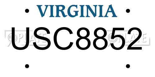 USC8852 Virginia License Plate