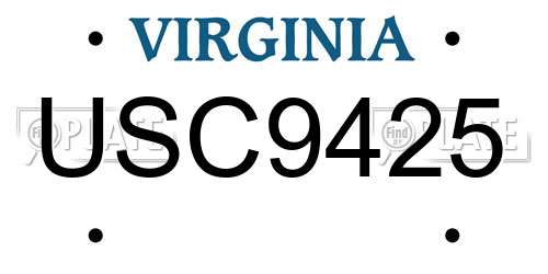 USC9425 Virginia License Plate