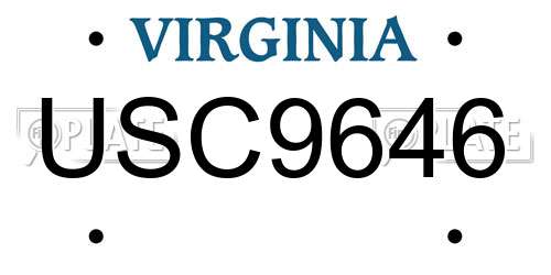USC9646 Virginia License Plate